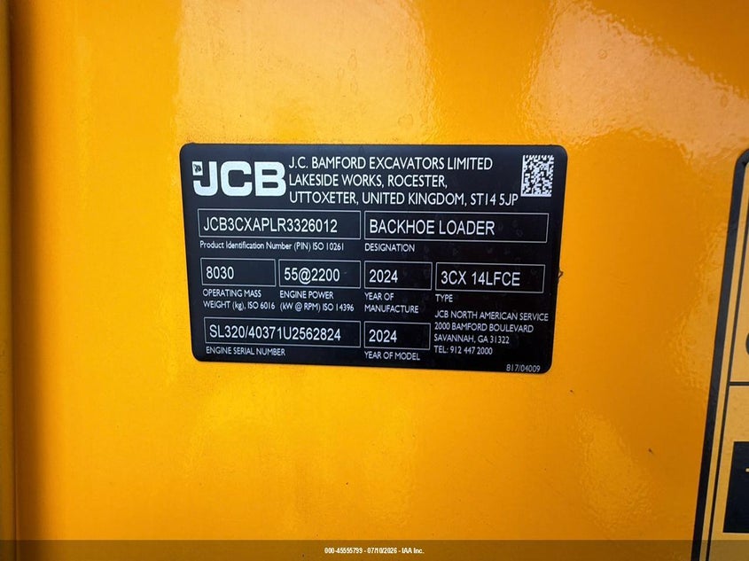 2024 Jcb 3cx14 eco VIN JCB3CXAPLR3326012 IAAI salvage auction — NORMAL WEAR, Bill Of Sale (Texas), sold $10,100 on 2026-07-29 (photo 7)