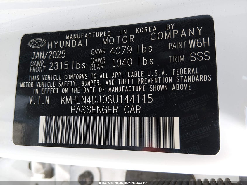 2025 Hyundai Elantra VIN KMHLN4DJ0SU144115 IAAI salvage auction — FRONT & REAR, Salvage (Oregon), sold $8,000 on 2026-08-21 (photo 9)