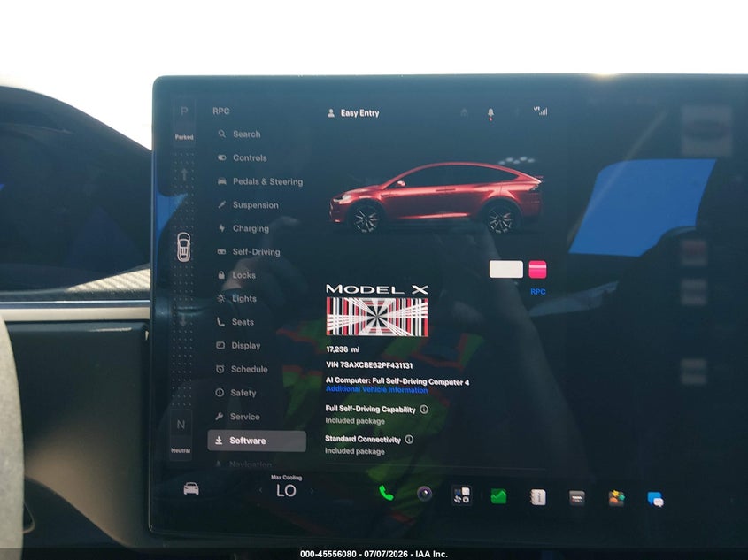 2023 Tesla Model x VIN 7SAXCBE62PF431131 IAAI salvage auction — FRONT END, Salvage (Arkansas), sold $18,000 on 2026-07-30 (photo 7)
