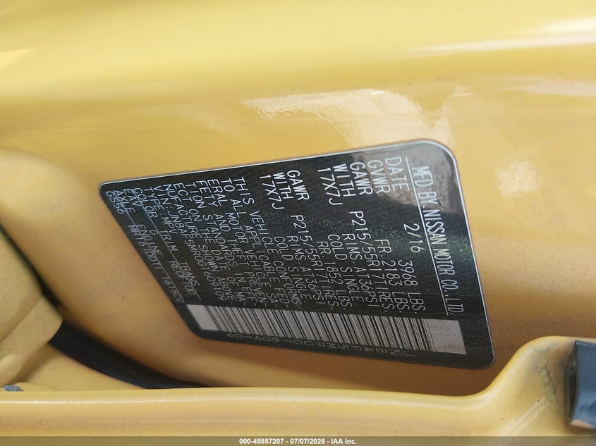 2016 Nissan Juke VIN JN8AF5MR0GT609109 IAAI salvage auction — NORMAL WEAR, Clear (Colorado), sold $775 on 2026-07-28 (photo 9)