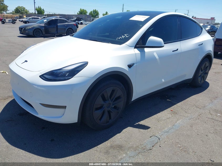 2025 Tesla Model y VIN 7SAYGDED1SF227495 IAAI salvage auction — SIDE, Salvage Title, sold $25 on 2026-07-30 (photo 2)