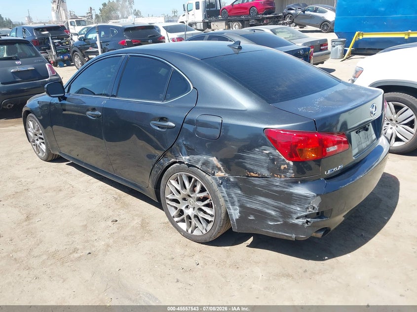 2007 Lexus Is 250 VIN JTHBK262X72036198 IAAI salvage auction — LEFT REAR, Salvage (California), sold $650 on 2026-07-29 (photo 3)