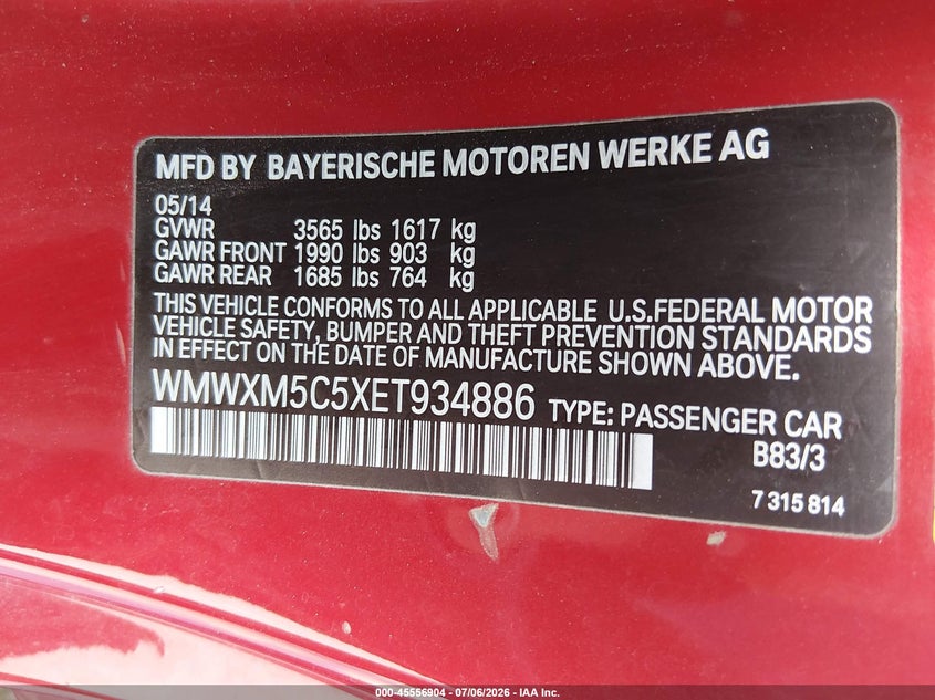 2014 Mini Hard top VIN WMWXM5C5XET934886 IAAI salvage auction — REAR END, Salvage (North Carolina), sold $875 on 2026-08-06 (photo 9)