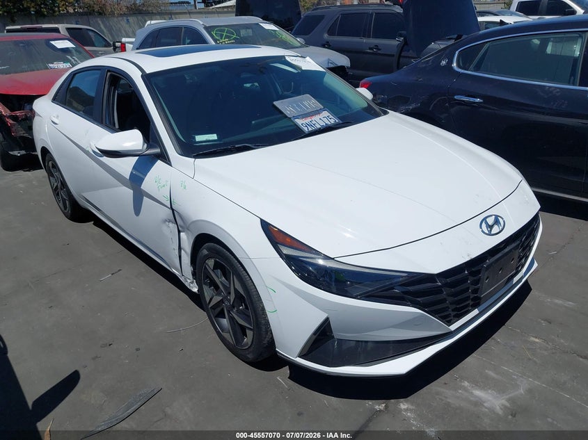 2021 Hyundai Elantra VIN KMHLN4AJ8MU009701 IAAI salvage auction — RIGHT SIDE, Salvage Certificate (California), sold $6,300 on 2026-08-22 (photo 1)
