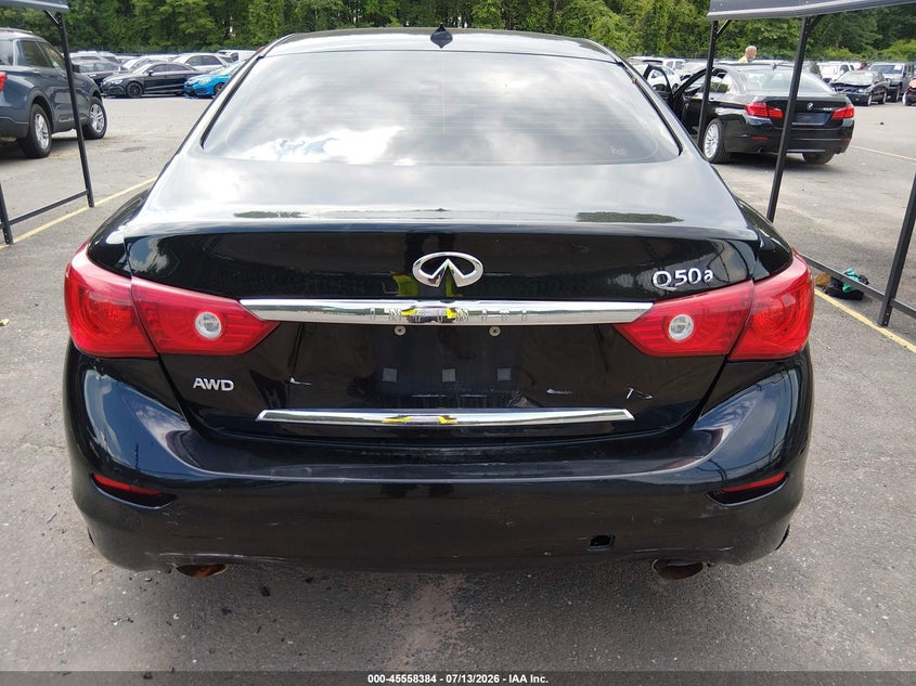 2015 Infiniti Q50 VIN JN1BV7AR2FM404132 IAAI salvage auction — REAR END, Wait Title, sold $1,150 on 2026-08-02 (photo 6)