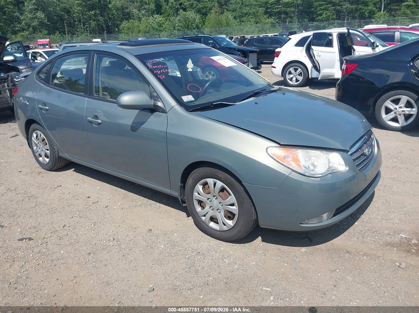 2009 Hyundai Elantra VIN KMHDU46D59U757937 IAAI salvage auction — LEFT FRONT, Clear (Massachusetts), sold $450 on 2026-07-12 (photo 1)