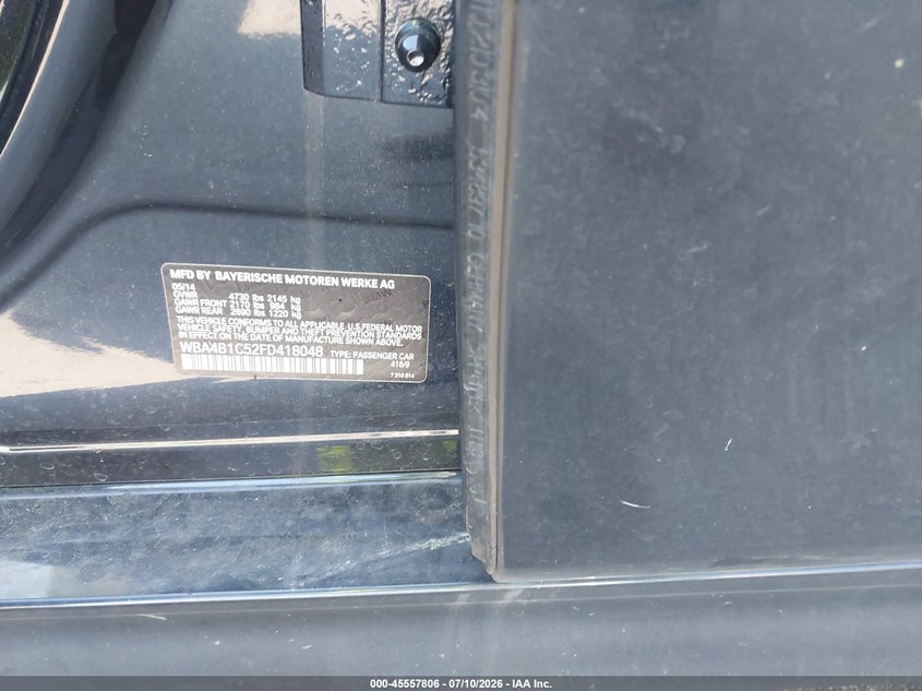 2015 BMW 4 series VIN WBA4B1C52FD418048 IAAI salvage auction — NORMAL WEAR, Repossession Paperwork (Georgia), sold $1,475 on 2026-08-05 (photo 9)