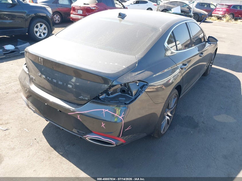2026 Genesis G70 VIN KMTG64SC4TU170470 IAAI salvage auction — SIDE, Salvage Title, sold $16,225 on 2026-08-19 (photo 4)