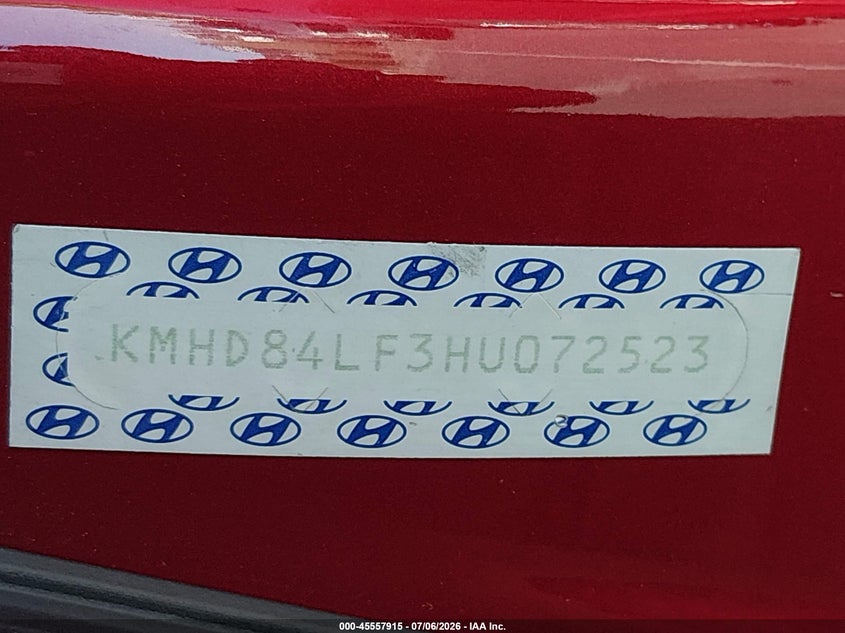 2017 Hyundai Elantra VIN KMHD84LF3HU072523 IAAI salvage auction — NORMAL WEAR, Clear (Nevada), sold $25 on 2026-07-24 (photo 9)