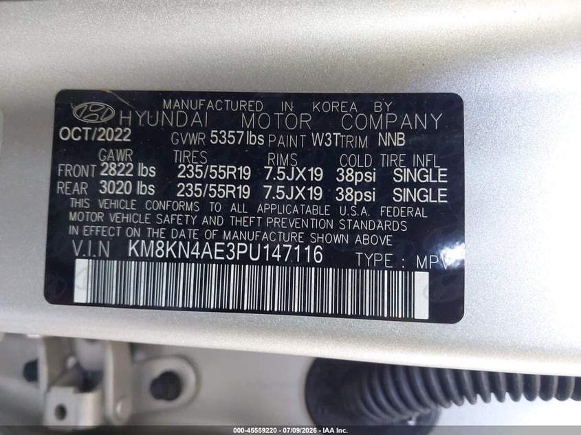 2023 Hyundai Ioniq 5 VIN KM8KN4AE3PU147116 IAAI salvage auction — REAR END, Rebuildable (Florida), sold $11,100 on 2026-07-30 (photo 9)