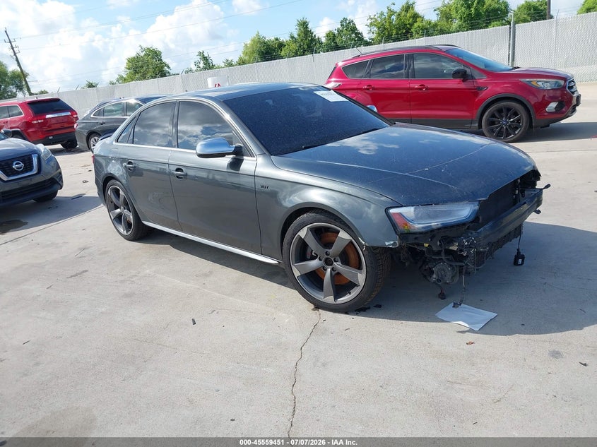 2015 Audi S4 VIN WAUBGAFL1FA076791 IAAI salvage auction — WATER/FLOOD, Salvage (Texas), sold $75 on 2026-07-24 (photo 1)
