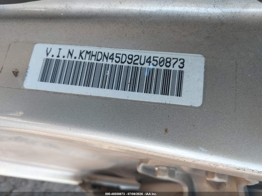 2002 Hyundai Elantra VIN KMHDN45D92U450873 IAAI salvage auction — NORMAL WEAR, Clear (New York), sold $425 on 2026-07-14 (photo 9)