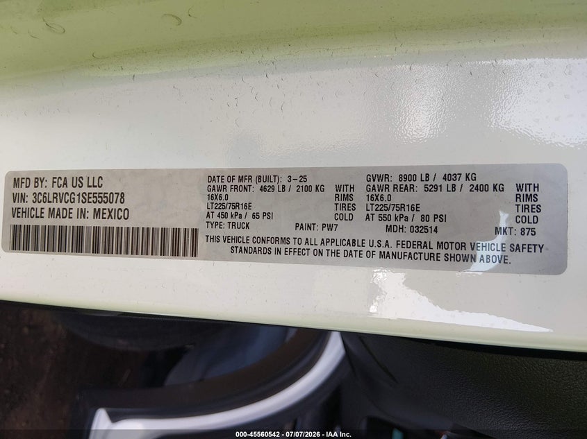 2025 Ram Promaster city VIN 3C6LRVCG1SE555078 IAAI salvage auction — RIGHT SIDE, Salvage (Arizona), sold $8,200 on 2026-08-18 (photo 9)