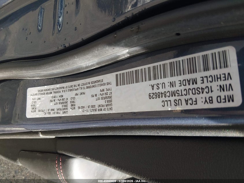 2021 Dodge Durango VIN 1C4SDJCT5MC848629 IAAI salvage auction — LEFT REAR, Wait Title, sold $18,400 on 2026-08-28 (photo 9)