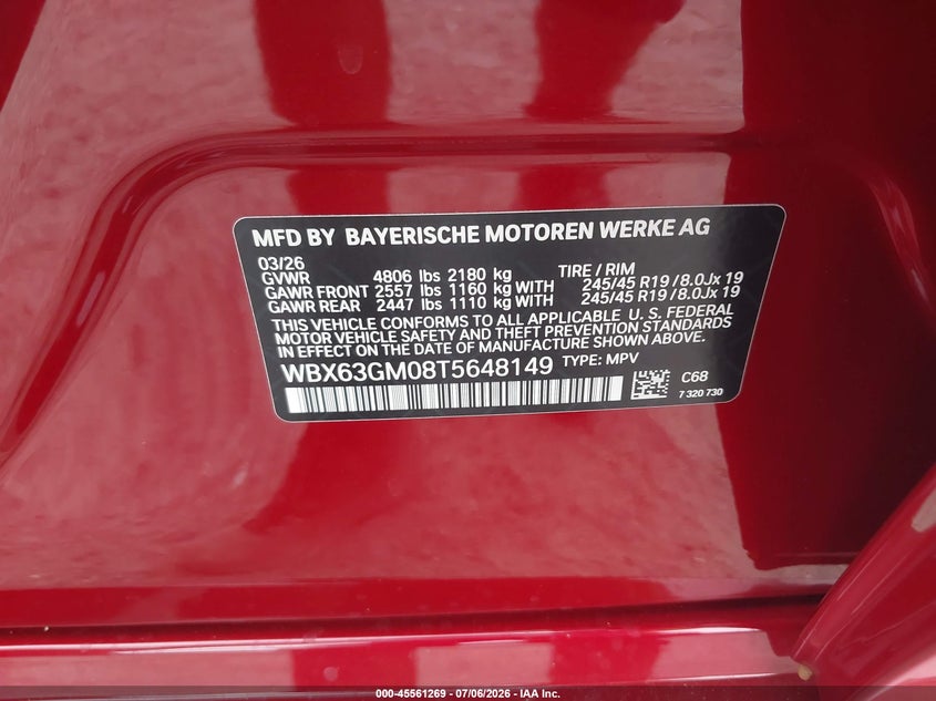 2026 BMW X2 VIN WBX63GM08T5648149 IAAI salvage auction — FRONT END, Salvage Title, sold $18,900 on 2026-08-02 (photo 9)