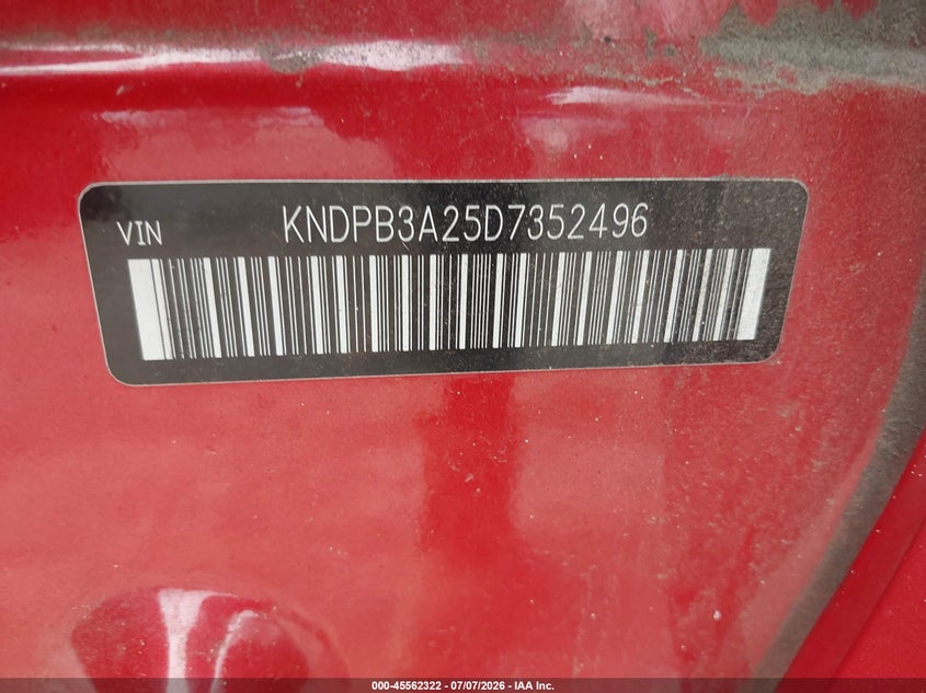 2013 Kia Sportage VIN KNDPB3A25D7352496 IAAI salvage auction — RIGHT SIDE, Original (Texas), sold $650 on 2026-07-19 (photo 9)