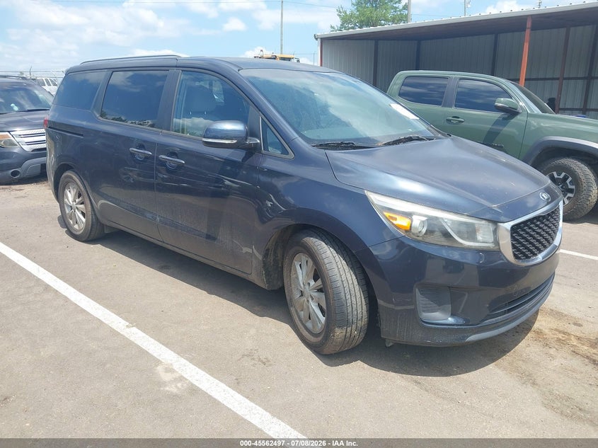 2016 Kia SEDONA VIN KNDMB5C14G6105662 IAAI salvage auction — NORMAL WEAR, Clear (Mississippi), sold $600 on 2026-07-30 (photo 1)