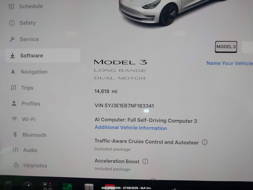 2022 Tesla Model 3 VIN 5YJ3E1EB7NF183341 IAAI salvage auction — ELECTRICAL, Salvage Title, sold $15,900 on 2026-07-15 (photo 7)