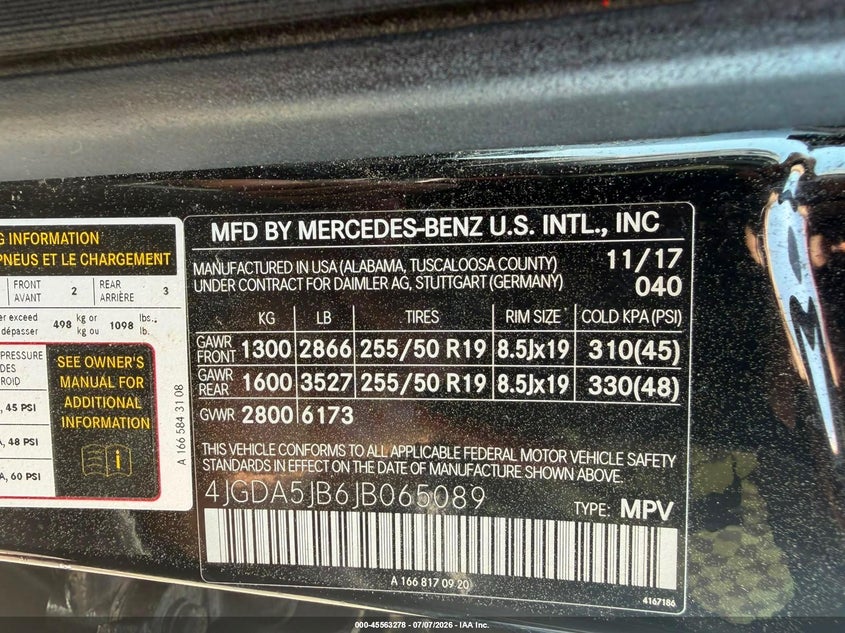 2018 Mercedes-benz Gle class VIN 4JGDA5JB6JB065089 IAAI salvage auction — NORMAL WEAR, Clear (Massachusetts), sold $7,500 on 2026-07-23 (photo 9)