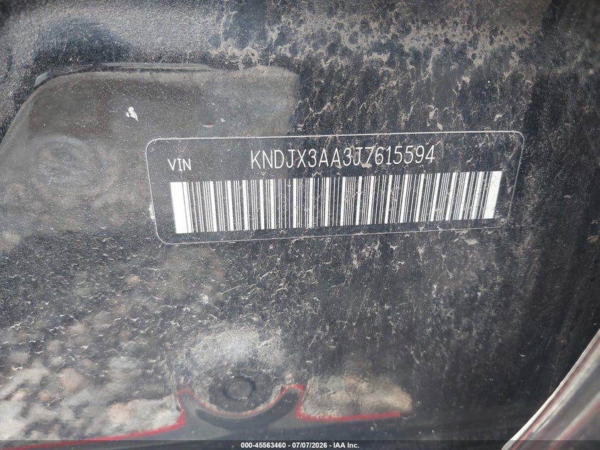 2018 Kia Soul VIN KNDJX3AA3J7615594 IAAI salvage auction — RIGHT SIDE, Original (Ohio), sold $1,050 on 2026-07-31 (photo 9)