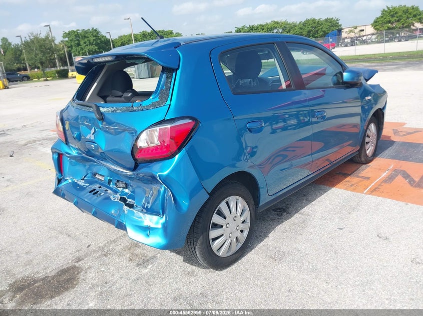 2024 Mitsubishi Mirage VIN ML32AUHJ9RH008318 IAAI salvage auction — FRONT & REAR, Certificate Of Destruction (Florida), sold $2,000 on 2026-07-16 (photo 4)