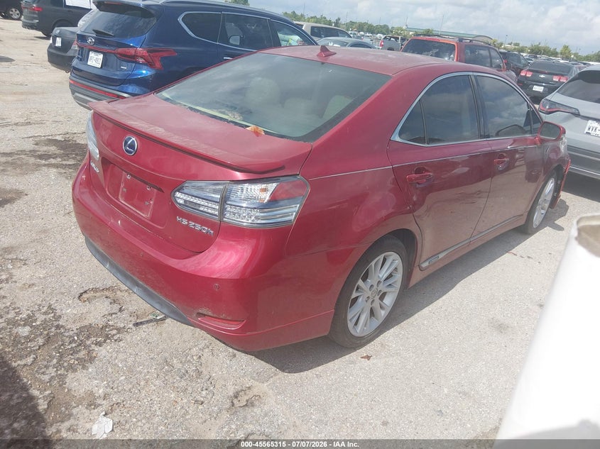 2010 Lexus Hs 250h VIN JTHBB1BA6A2025651 IAAI salvage auction — NORMAL WEAR, Original (Texas), sold $725 on 2026-07-29 (photo 4)