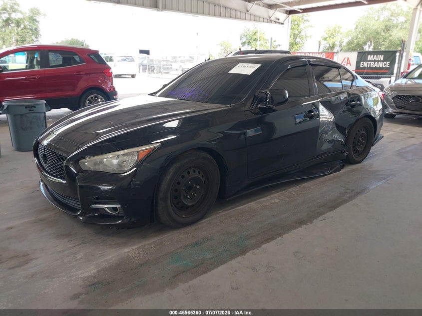 2014 Infiniti Q50 VIN JN1BV7AP9EM672513 IAAI salvage auction — LEFT SIDE, Rebuildable (Florida), sold $1,050 on 2026-08-01 (photo 2)