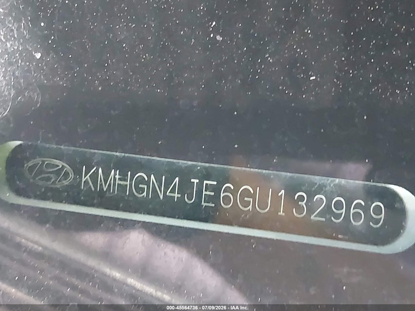2016 Hyundai Genesis VIN KMHGN4JE6GU132969 IAAI salvage auction — FRONT END, Salvage (Virginia), sold $2,750 on 2026-07-30 (photo 9)