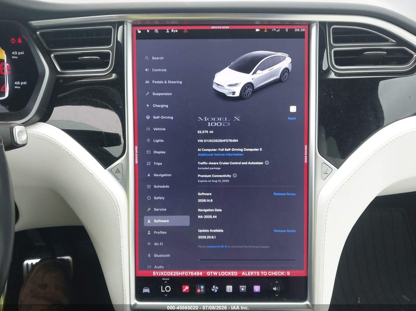 2017 Tesla Model x VIN 5YJXCDE25HF076494 IAAI salvage auction — REAR END, Salvage (Virginia), sold $6,900 on 2026-07-29 (photo 7)