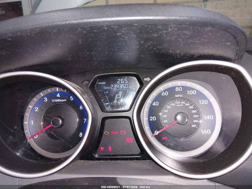 2013 Hyundai Elantra VIN KMHDH4AE0DU588276 IAAI salvage auction — WATER/FLOOD, Salvage Title, sold $225 on 2026-07-31 (photo 7)