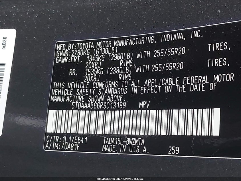 2024 Lexus Tx VIN 5TDAAAB66RS013189 IAAI salvage auction — FRONT END, Original (Texas), sold $29,400 on 2026-08-31 (photo 9)