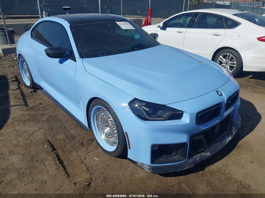 2025 BMW M2 VIN 3MF23DM01S8F08582 IAAI salvage auction — FRONT END, Salvage (California), sold $48,600 on 2026-07-27 (photo 1)