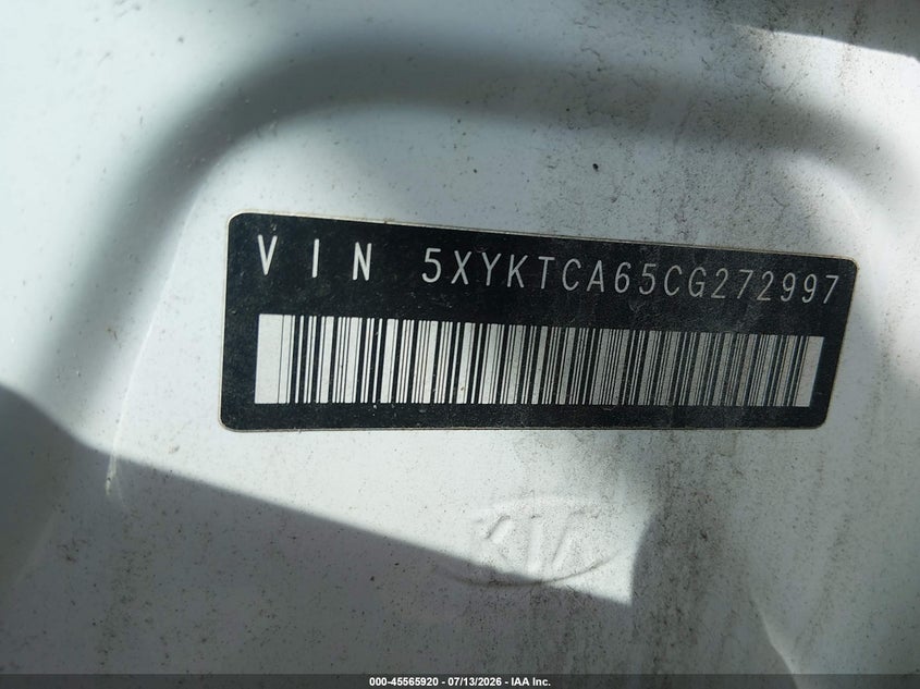 2012 Kia Sorento VIN 5XYKTCA65CG272997 IAAI salvage auction — NORMAL WEAR, Original (Kentucky), sold $825 on 2026-07-29 (photo 9)