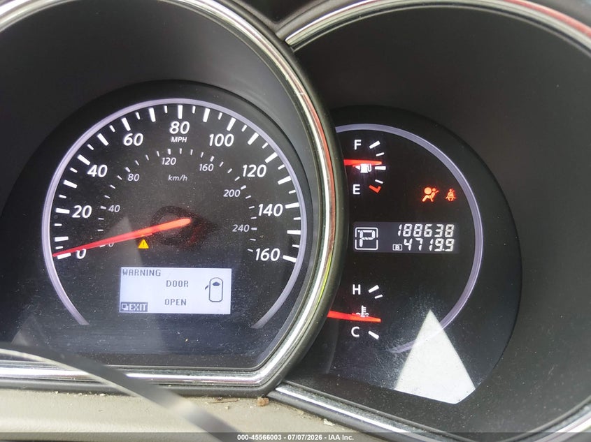 2012 Nissan Murano VIN JN8AZ1MUXCW121475 IAAI salvage auction — NORMAL WEAR, Clear (Alabama), sold $250 on 2026-07-13 (photo 7)