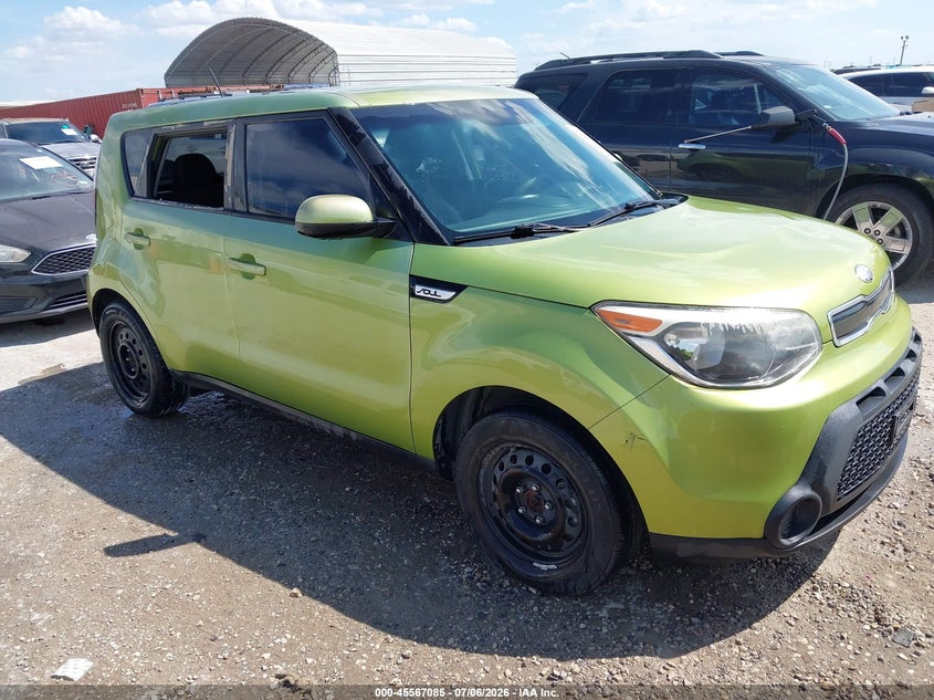 2015 Kia Soul VIN KNDJN2A25F7775217 IAAI salvage auction — NORMAL WEAR, Original (Texas), sold $725 on 2026-07-29 (photo 1)