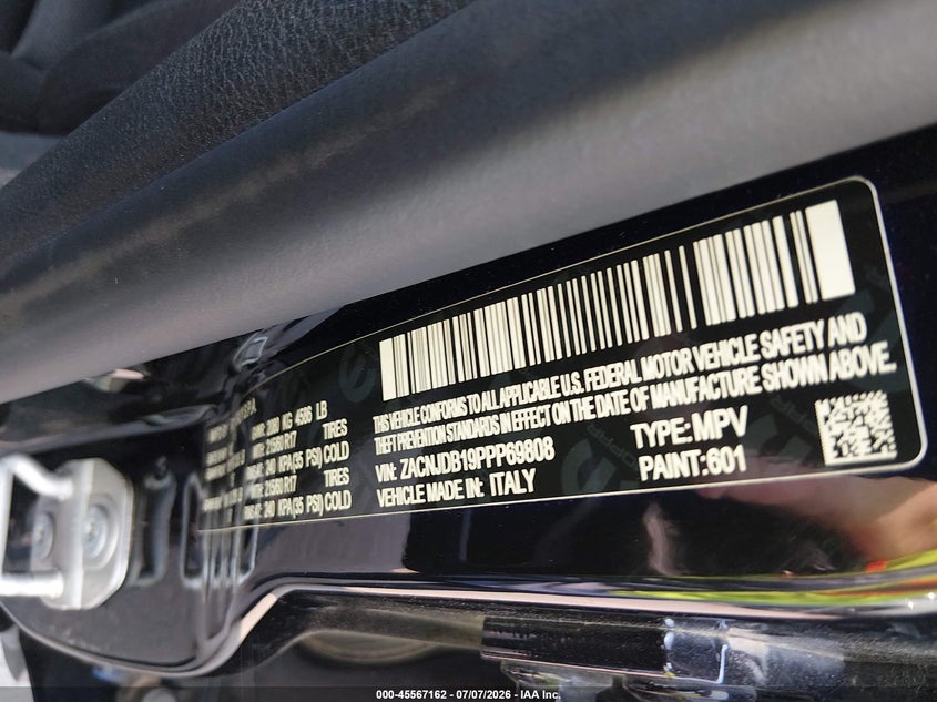 2023 Jeep Renegade VIN ZACNJDB19PPP69808 IAAI salvage auction — FRONT & REAR, Enterprise Vehicles Clear Only (Texas), sold $13,250 on 2026-07-14 (photo 9)