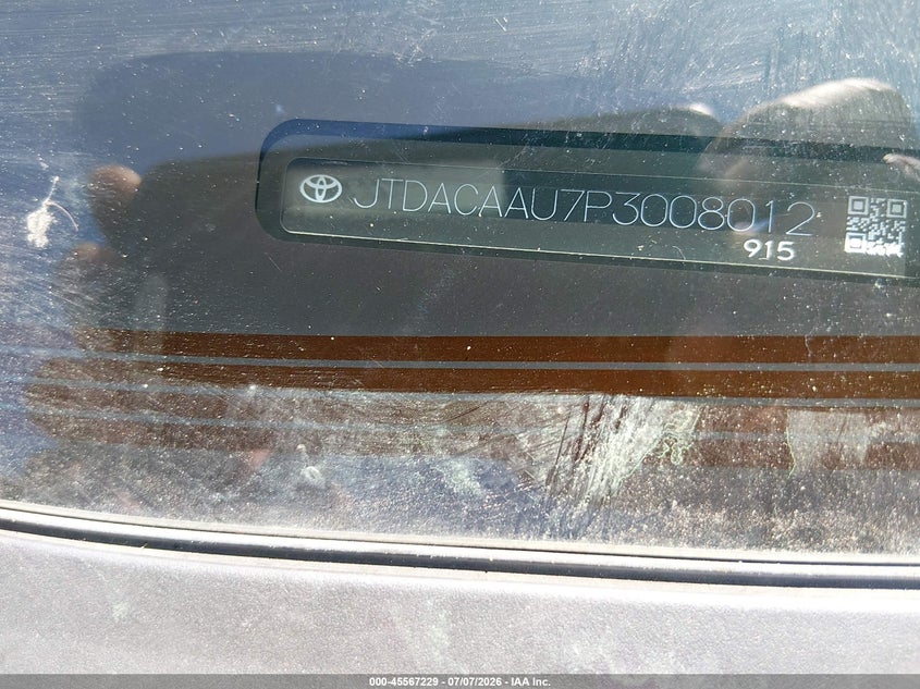 2023 Toyota Prius VIN JTDACAAU7P3008012 IAAI salvage auction — LEFT FRONT, Salvage (California), sold $9,625 on 2026-07-20 (photo 9)