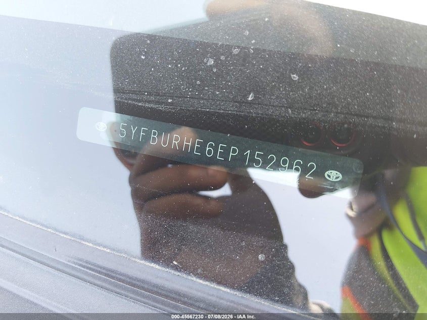 2014 Toyota Corolla VIN 5YFBURHE6EP152962 IAAI salvage auction — NORMAL WEAR, Original (Texas), sold $1,300 on 2026-07-29 (photo 9)