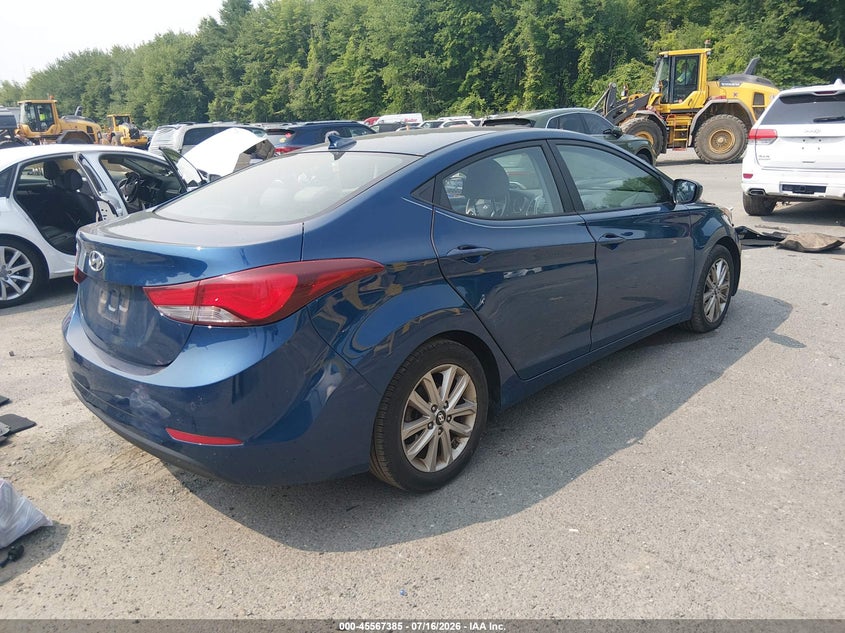 2016 Hyundai Elantra VIN KMHDH4AE0GU528115 IAAI salvage auction — THEFT, Salvage (Connecticut), sold $2,300 on 2026-07-23 (photo 4)