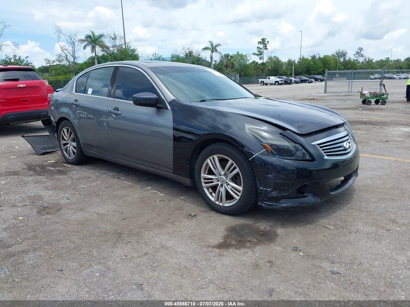 2010 Infiniti G37 VIN JN1CV6AP4AM400749 IAAI salvage auction — FRONT & REAR, Rebuildable (Florida), sold $325 on 2026-07-29 (photo 1)