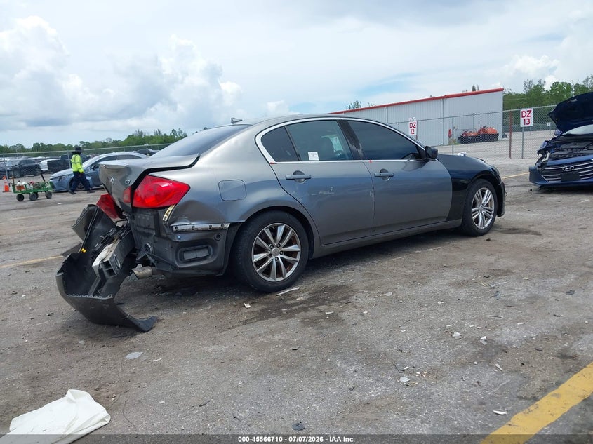 2010 Infiniti G37 VIN JN1CV6AP4AM400749 IAAI salvage auction — FRONT & REAR, Rebuildable (Florida), sold $325 on 2026-07-29 (photo 4)