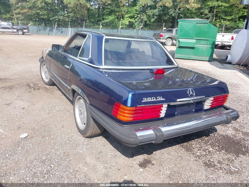 1983 Mercedes-benz 380 VIN WDBBA45A2DB023609 IAAI salvage auction — Burn Engine, Salvage (Virginia), sold $25 on 2026-07-30 (photo 3)