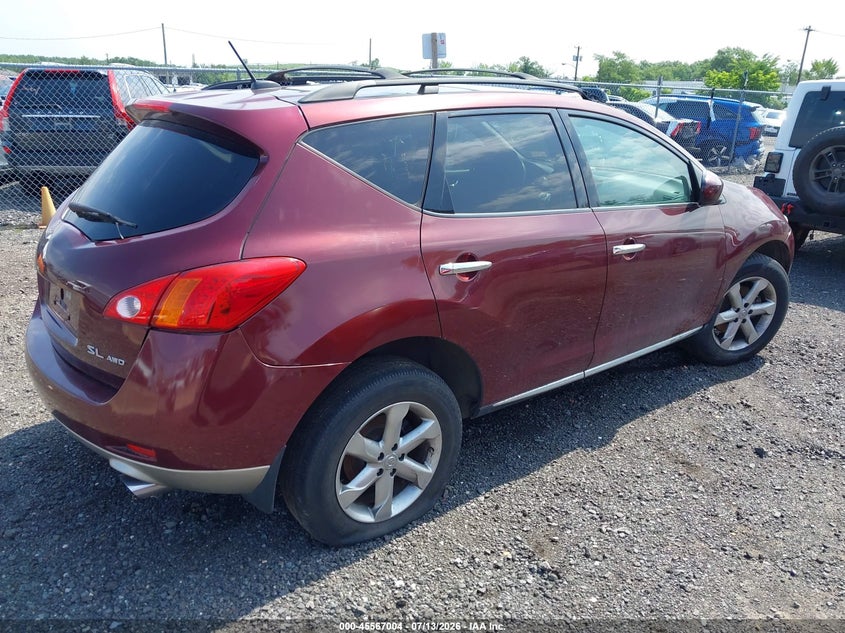 2009 Nissan Murano VIN JN8AZ18W59W116673 IAAI salvage auction — NORMAL WEAR, Clear (New Jersey), sold $400 on 2026-07-29 (photo 4)