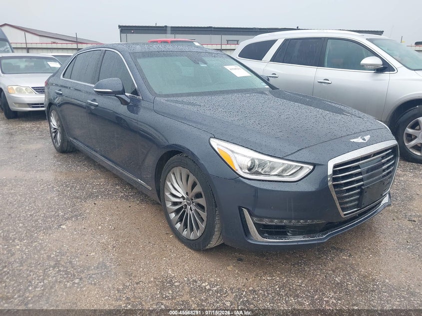 2017 Genesis G90 VIN KMHG34JA9HU028741 IAAI salvage auction — REAR END, Original (Texas), sold $4,550 on 2026-07-28 (photo 1)