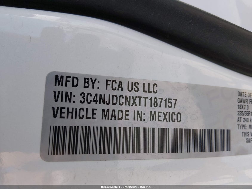 2026 Jeep Compass VIN 3C4NJDCNXTT187157 IAAI salvage auction — FRONT END, Enterprise Vehicles Clear Only (Utah), sold $12,000 on 2026-07-23 (photo 9)