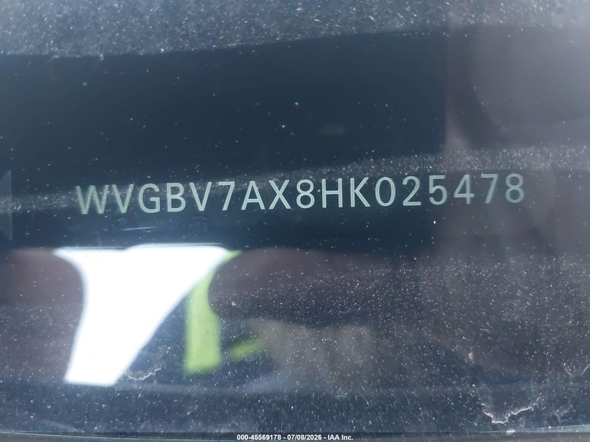 2017 Volkswagen Tiguan VIN WVGBV7AX8HK025478 IAAI salvage auction — NORMAL WEAR, Clear (Utah), sold $1,100 on 2026-07-11 (photo 9)