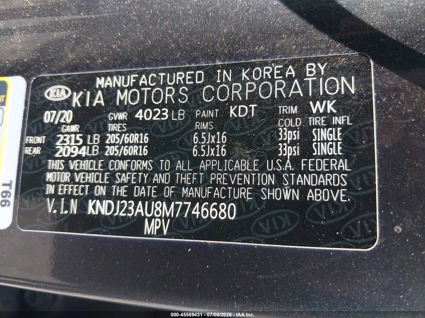 2021 Kia Soul VIN KNDJ23AU8M7746680 IAAI salvage auction — BIOHAZARD/CHEMICAL, Salvage Title, sold $1,500 on 2026-08-01 (photo 9)