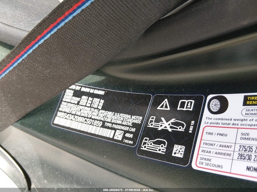 2024 BMW M4 VIN WBS43AZ08RCS01859 IAAI salvage auction — ALL OVER, Salvage (Illinois), sold $21,050 on 2026-08-31 (photo 9)