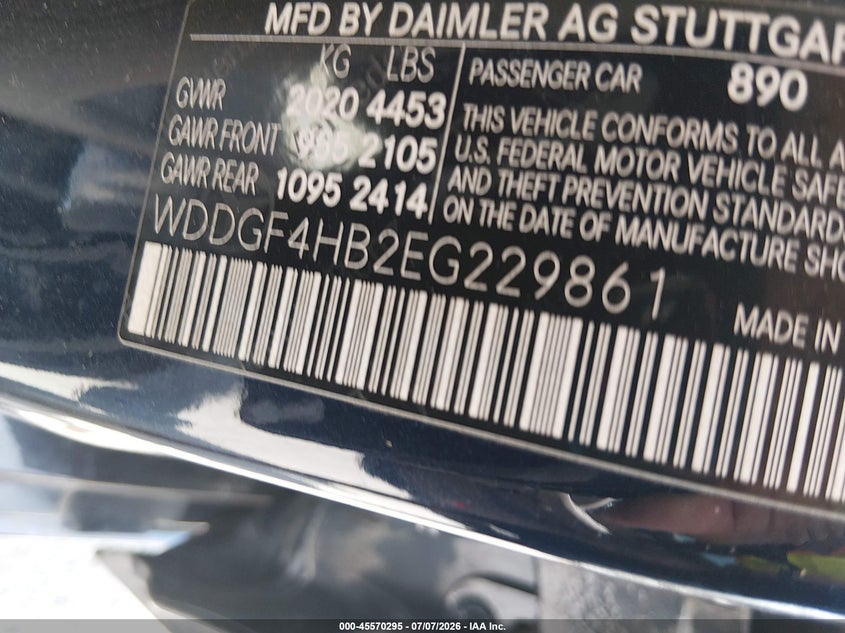 2014 Mercedes-benz C-klasse VIN WDDGF4HB2EG229861 IAAI salvage auction — NORMAL WEAR, Original (Texas), sold $600 on 2026-07-29 (photo 9)