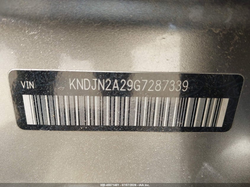 2016 Kia Soul VIN KNDJN2A29G7287339 IAAI salvage auction — REAR END, Salvage Title, sold $725 on 2026-07-28 (photo 9)